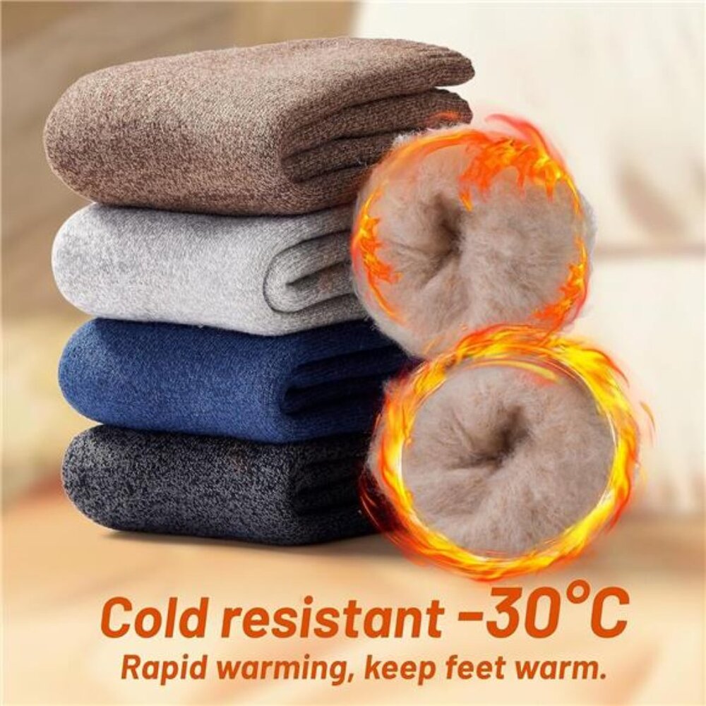 4 Pairs Men's Winter Warm Socks Insulated Heated Trapping Thermal Socks - Picture 3 of 5